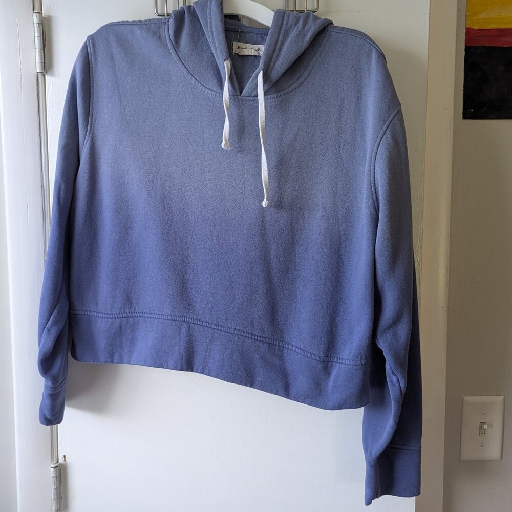 Brooklyn Cloth Blue Ombre Crop Pullover Sweatshirt Size XL